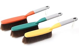 Kagyuan 3 Pack 15" Hand Broom Brush,Soft Bristle Cleaning Brush,Crumb Debris Sweeping Brush,Dusting Brush,Comfort for Bed Car Couch Desk Sofa Furniture Clothes,Small Particles Hair Remover(3color)