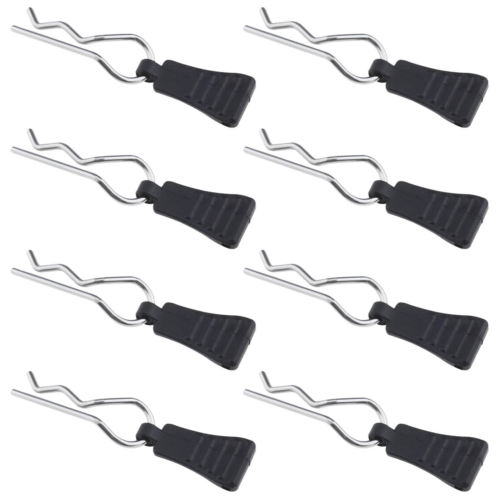 OTOTEC 8PCS RC Body Clips Bent Springy R Pins for 1/8 1/10 1/12 RC Car Secure Shell Pin & Mounting Bracket Set RC Model Bent Body Clamp Accessories Black