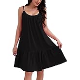 BemorRun Cotton Nightgowns for Women Adjustable Spaghetti Strap Sleepwear Soft Sleeveless House Dress S-XXL