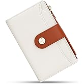 Sunpour Women's Wallet Leather Trifold RFID Blocking Passport Wallet & Credit Card Holder,Large Capacity Travel Ladies Wallet(Cream＆Brown)