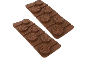 IWOWHERO 2pcs Silicone Lollipop Molds 6-Cavity Candy Baking Mold Set Chocolate Color DIY Candy Making Tools