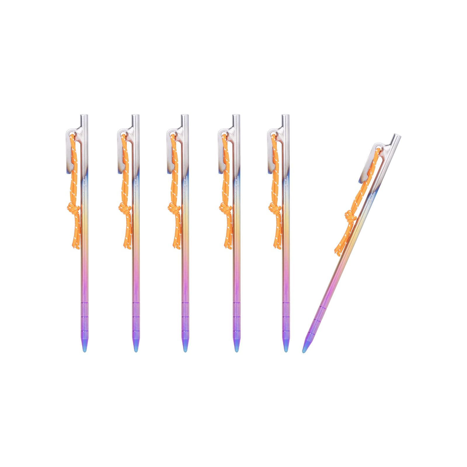 iBasingo 6 pcs/lot Titanium Alloy Tent Pegs Camp Metal Stakes Pins Outdoor Camping Awning Stakes Heavy Duty Tent Nails Long and Durable for Hard Gound Ti4013P (20cm)