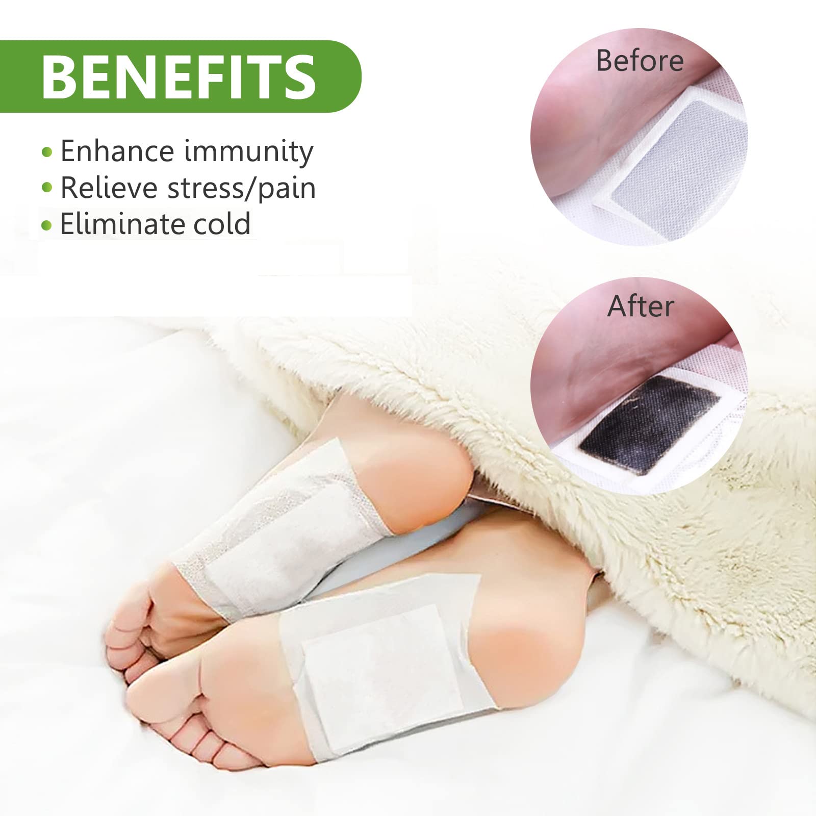 Foot Pads (30 PCS), Deep Cleansing Foot Patches with Bamboo Vinegar and Ginger Powder, Relieve Stress, Improve Sleep and Relaxation