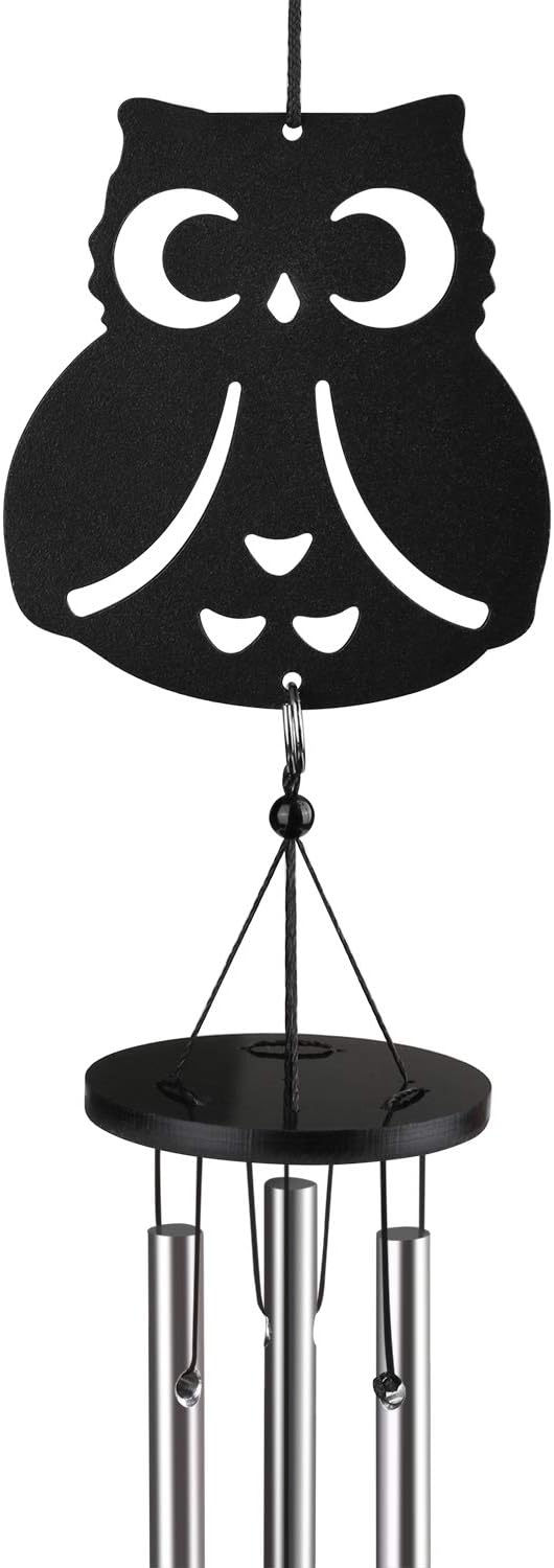 Coulky Owl Wind Chimes Cute Owl Tag & Beautiful Striker Ball Smoothing Melodic Tones Minimalism Chimes for Patio Porch Garden Backyard : Garden & Outdoor