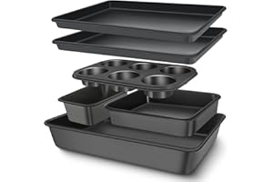 Baking Pans Set, Nonstick Bakeware Sets, Oven Pans for Cooking, AIVIKI 6 Pieces Baking Sheets Set In...