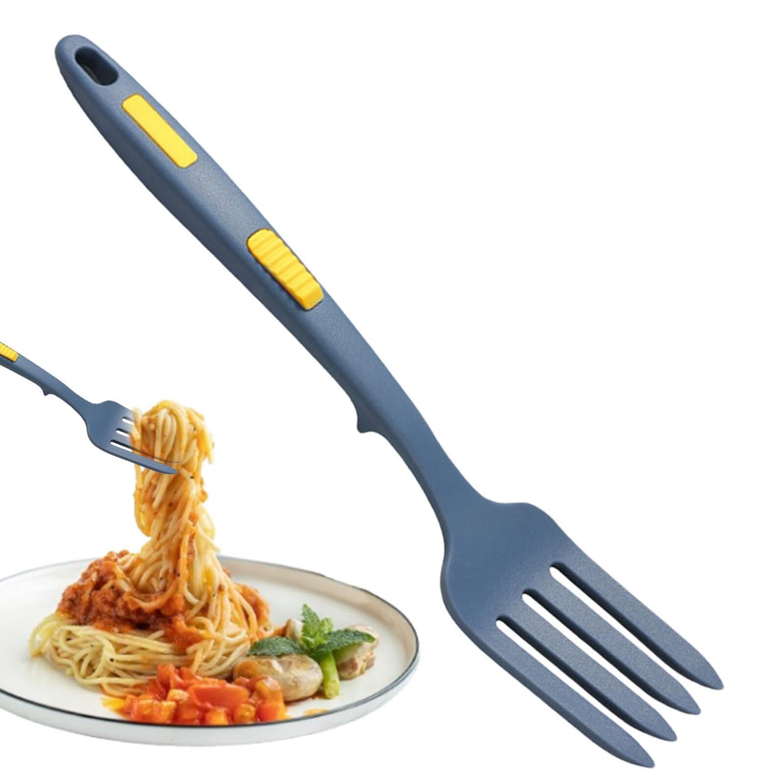 CVNRCLP Blue Heat-Resistant Silicone Fork - Large Multifunctional Cooking Tool for Nonstick Blending and Serving