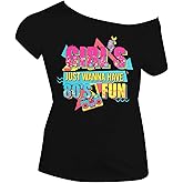 90s 80s Outfit for Women 80's Theme Party Disco Shirt Off The Shoulder Tops Vintage 90s Neon Off Shoulder Top