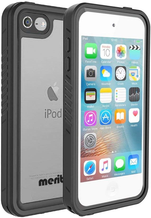 Waterproof Case for iPod 7/ iPod 6/iPod 5, Meritcase Knight Series Waterproof Shockproof Dirtproof Snowproof Case Cover with Kickstand for Apple iPod Touch 5th/6th/7th Generation for Snorkeling