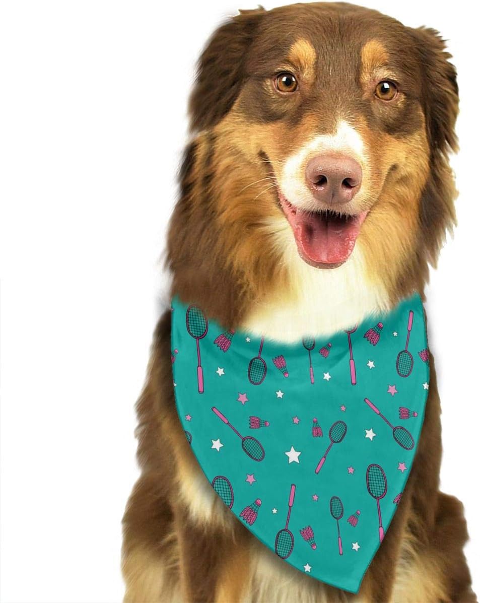 Jadetian Badminton and Rackets Dog Bandana - Washable Triangle Bibs Fashion Pet Scarfs Accessories Pet Birthday Gift Decorations