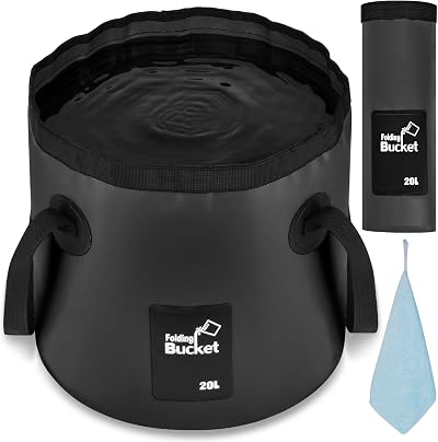 Flintronic 20L Folding Water Bucket Outdoor Camping Collapsible Black