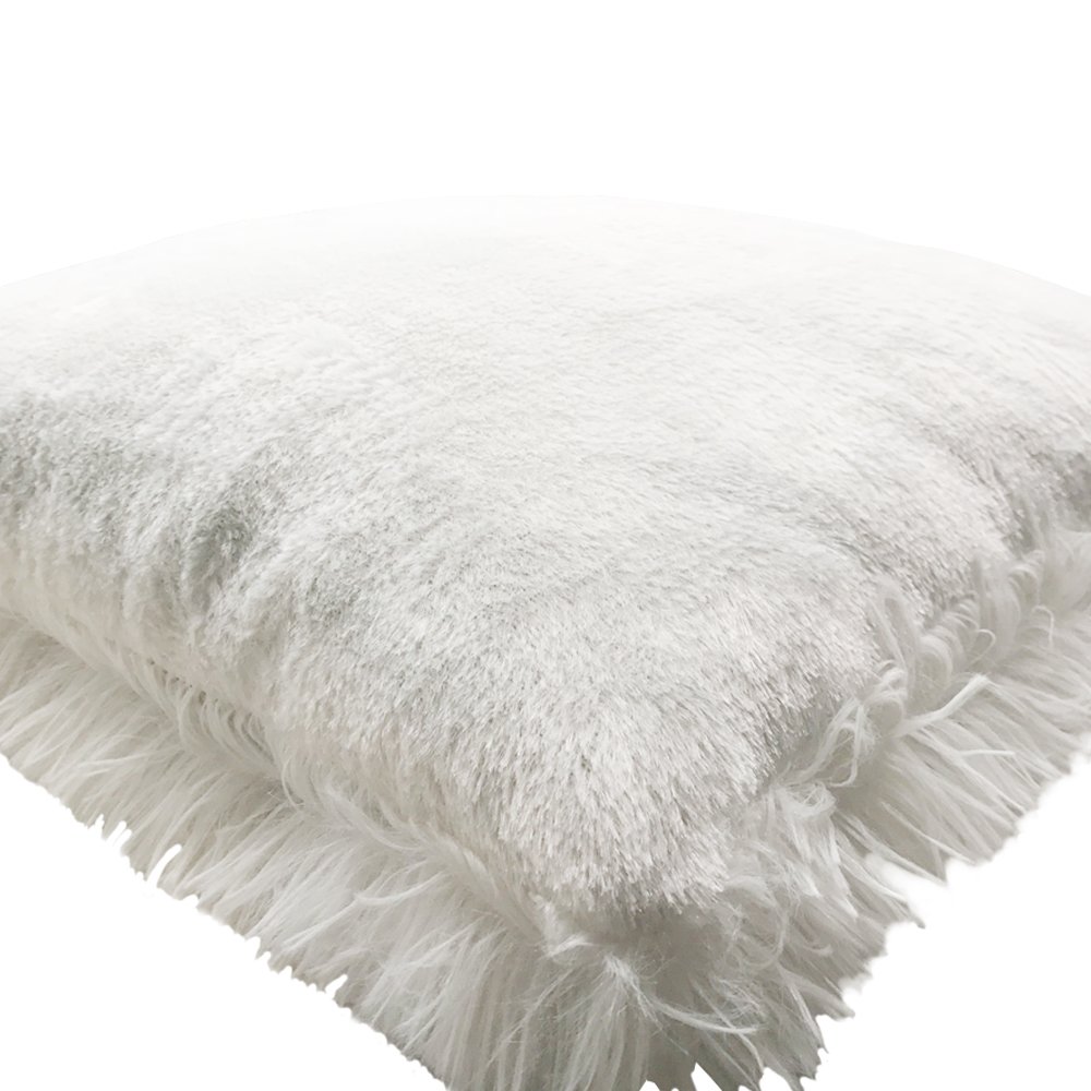 Faux Fur Pillow Cover, FabricMCC Decorative Super Soft Plush Mongolian Faux Fur Throw Pillow Cover Cushion Case (ivory)