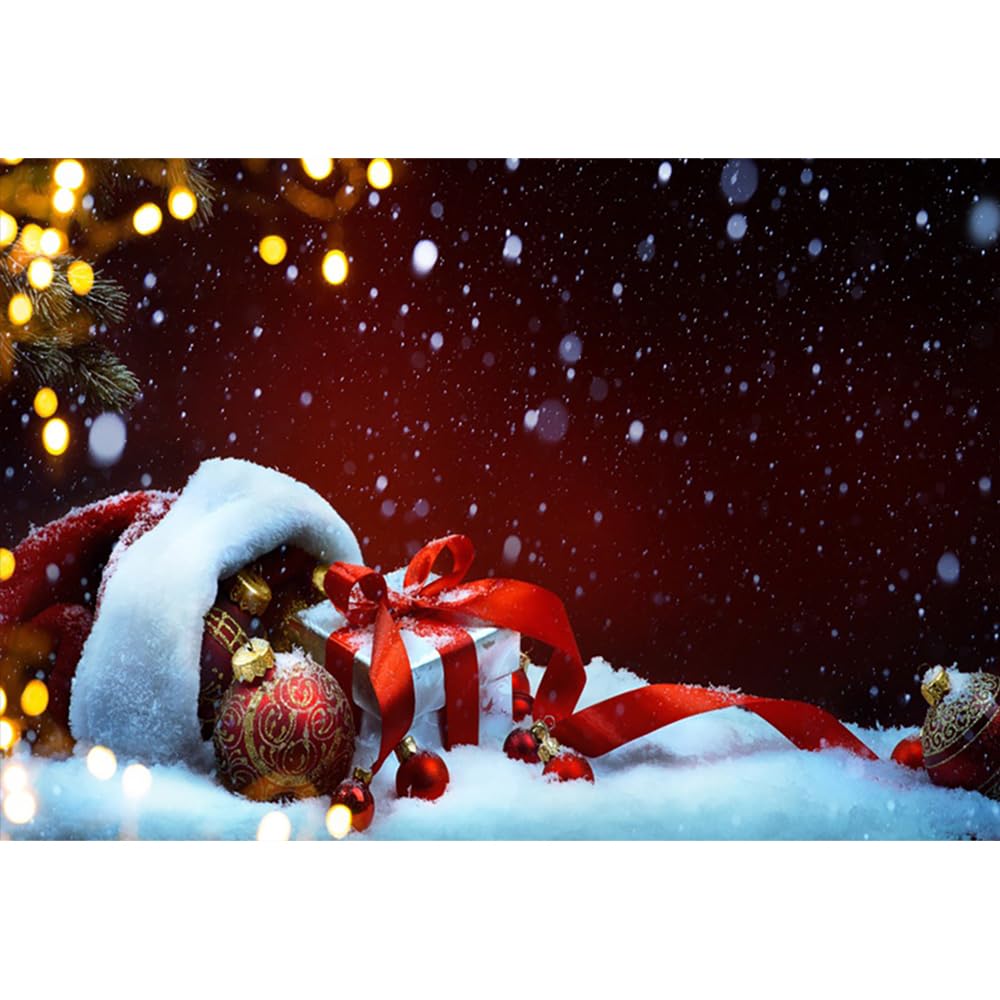 YongFoto 3x2m Vinyl Photography Backdrop Balls Falling Snowflakes Abstract Red Wall Xmas Photo Background Backdrops for Photography Photo Shoots Party Kids Personal Portrait Photo Studio Props — image 1
