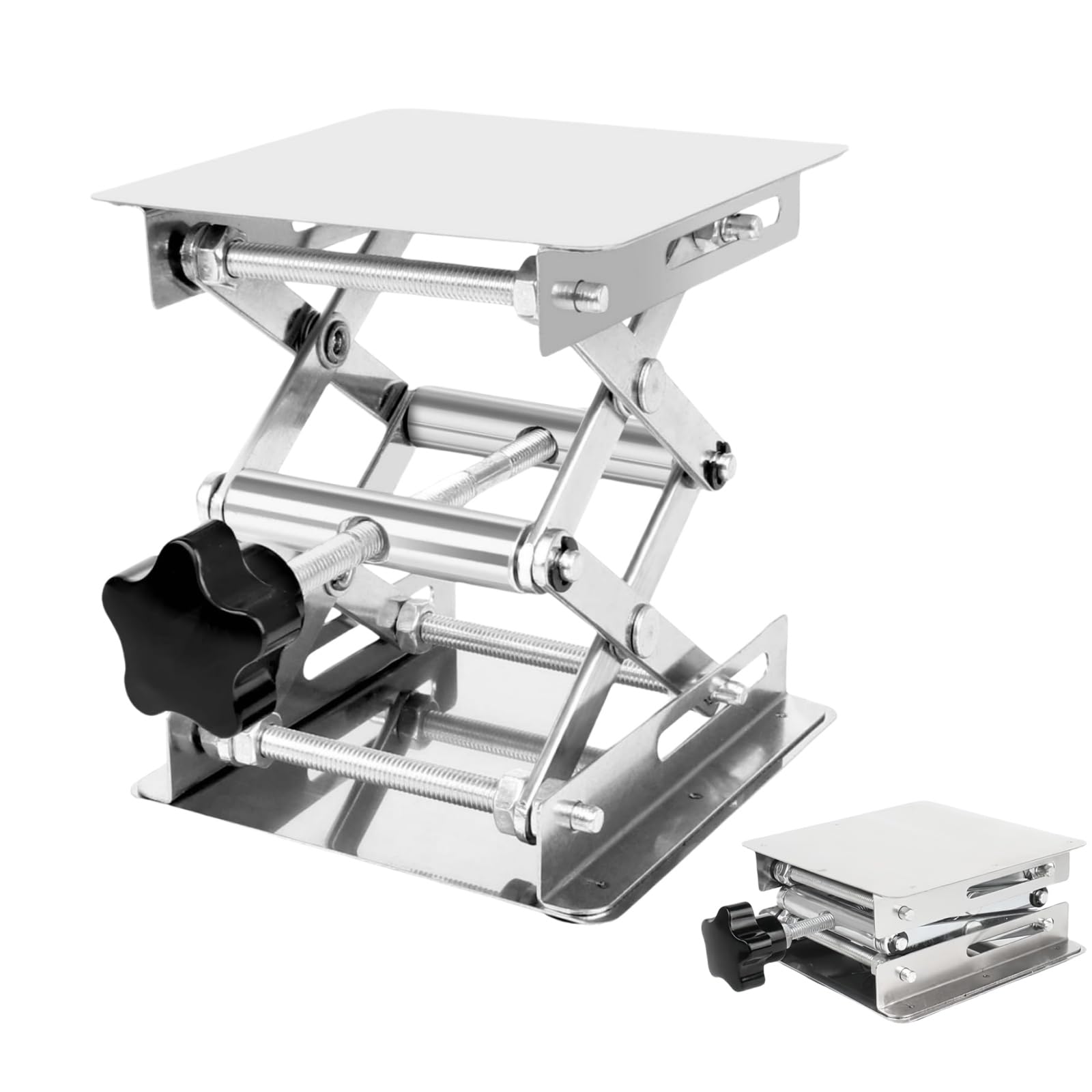 Scientific Lab Jack,100 x 100mm Stainless Steel,Lab Lifting Platform Stand Adjustable for Science Experiment