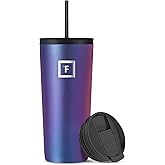 IRON °FLASK Classic Tumbler - Vacuum Insulated Stainless Steel Water Bottle, Double Walled, Drinking Cup, Insulated Travel Mug (Aurora, 24 oz Solid Lid)