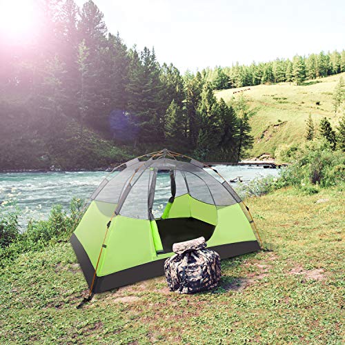 Tolaccea 2 Person Instant Camping Tent Portable Automatic Beach Tent Windproof & Rainproof Lightweight Aluminum Professional Tents for Outdoor Garden Camping Fishing Picnic Hiking Green