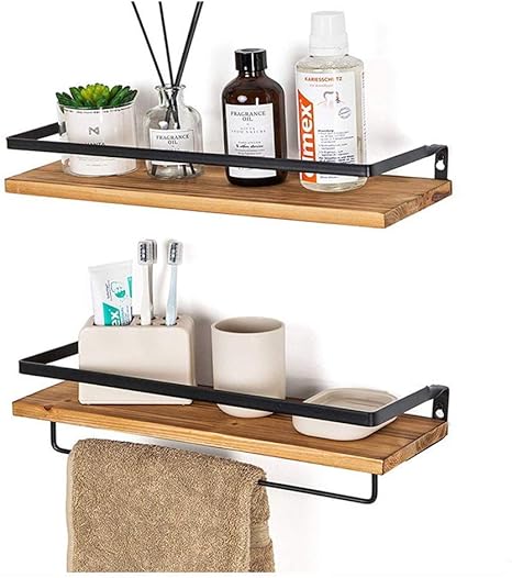 Schwebende Regale zur Wandmontage, 2er-Set, rustikales Holz