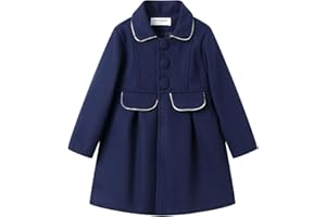 Mud Kingdom Girls Peacoat Dress Coat Faux Wool Lapel Outerwear