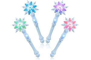 Light Up Frozen Snowflake Wand with Sound, Motion Sensitive Magic Princess Toys for Kids Girls Party Favors 4 Pieces, (Blue 4