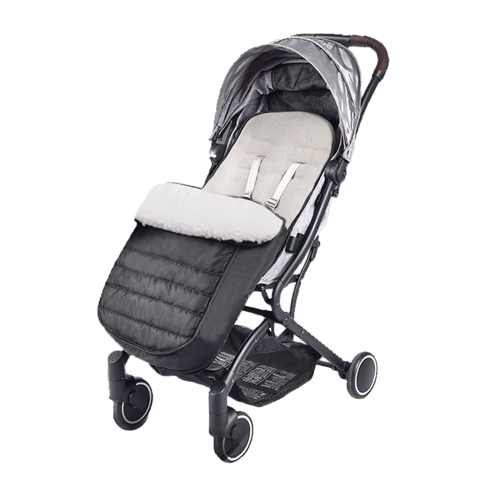 Cosytoes Footmuff, Fairy Baby Waterproof and Windproof, CosyToes Fleece Lined Universal Fitting for Pushchairs Strollers Prams Buggy (Black/White Fleece)