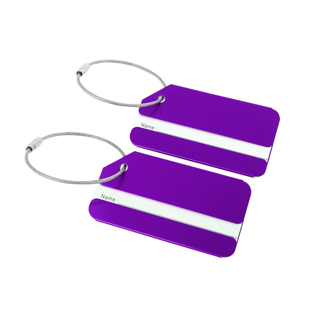 Sourcingmap Luggage Tags,Metal Travel Tags Luggage Identifier Card Holder Name Address ID Labels for Baggage Suitcases,Purple, 2 Pack