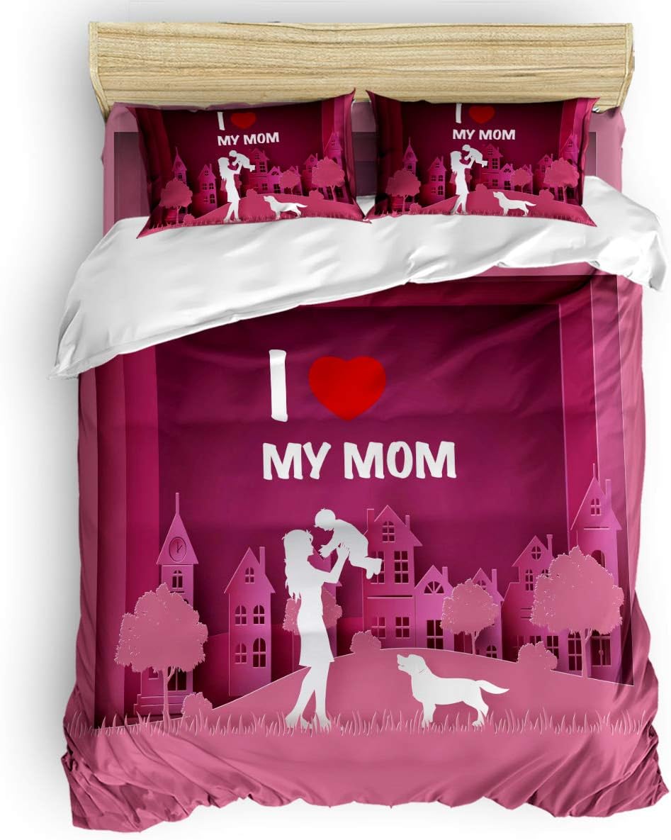 Luxury 4pc Duvet Comforter Cover Set for Women Men,Mother's
