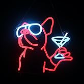 French Bulldog Drink Led Neon Light,Dog Cocktail Neon Sign,Pet Animal Room Wall Decor,Game Room Wall Art Decor, Dog Lover Gifts,Christmas Birthday Gifts