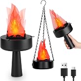 Bestview 3D Fake Fire USB Rechargeable Fake Campfire,Portable LED Effect Light Fake Flame Light, Realistic Simulated Prop Flame Lamp for Halloween Christmas Festival Decoration