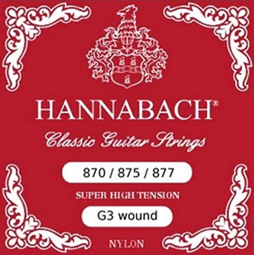 Hannabach Strings for Classic Guitar G/3 Nylon Wound 877SHT Super High Tension Aluminium Wound