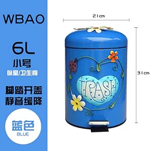 CHIXIANG Papelera de Cocina Flor Metal Basurero Papelera de plástico