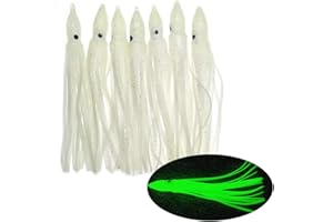 QHDJIANHUI Squid Skirts Fishing Saltwater Glow Trolling Squid Swimbait Lures Luminous Octopus Skirts Soft Plastic Fishing Bait for Bass Salmon Trout 1.96in,3.54in,4.33in Pack of 20