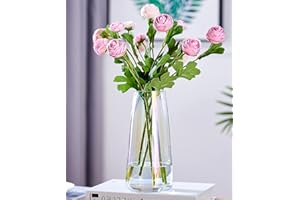 Aoderun Flower Vase Modern Home Decor Glass Vase for Bouquet 8.7" Centerpiece Decor Room Living Room Library Office Table Entryway Modern Farmhouse(Iridescent Clear)