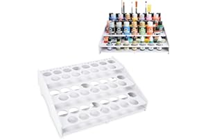 SANFURNEY Craft Paint & Paint Brush Organizer Rack, 45 Holes for Paint Bottles and 22 Holes for Paintbrush, Art Supplies Storage Holder for Desk