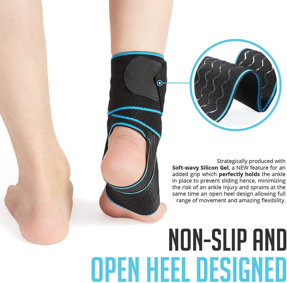 Ankle Support Brace 2 Pack, Adjustable Compression Ankle Braces for Sports Protection, One Size Fits Most for Men & Women: Health & Personal Care