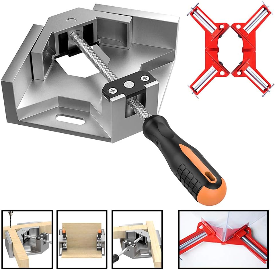 Gmadostoe Swing Jaw Corner Clamp, Right Angle Clamps, Single Handle 90 Degree, Woodworking Quick Fixture Welding Fixer, for Woodworking Framing Drilling Doweling Photo Framing and More