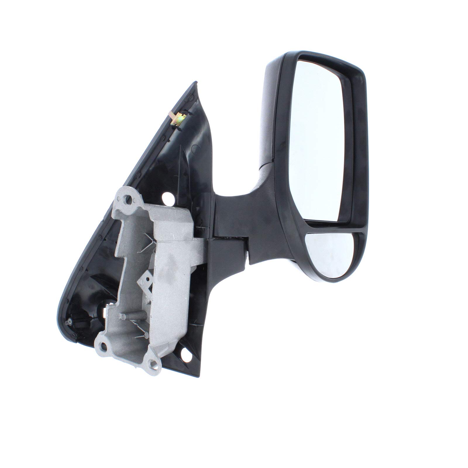 Bison Parts RH/OS Short Arm Twin Glass Type Driver Side Manual Door Mirror, Black Cover