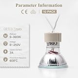 DiCUNO GU10 Lamp Holder Ceramic Base 0.75mm² Silicon Wires 250V 300W 10-Pack view 2