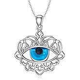 SELKAT Evil Eye Necklace 925 Sterling Silver Evil Eye Pendant Lucky Protection Dainty Third Eye Charm Jewelry All Seeing Eye Necklace Birthday for Women