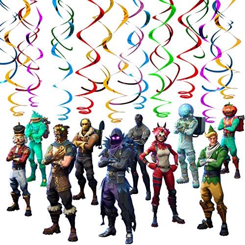 Video Game Party Supplies - Multicolored Gaming Characters Hanging Swirls - Birthday Decorations for Kids Boys Adults Teens Girls Gamers