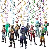 Multicolored Gaming Characters Hanging Swirls - Video Game Party Supplies - Birthday Decorations for Gamers Boys Kids Adults Teens Girls