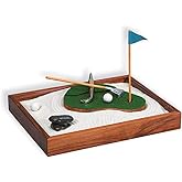 Executive Sandbox - Sand Trap Golf Theme - Mini Desktop Set - Stress Relieving Office Decor - Includes 9.75&rdquo; x 7.75&rdquo; Hardwood Sandbox, 6 Putting Green Accessories, and Sand Trap