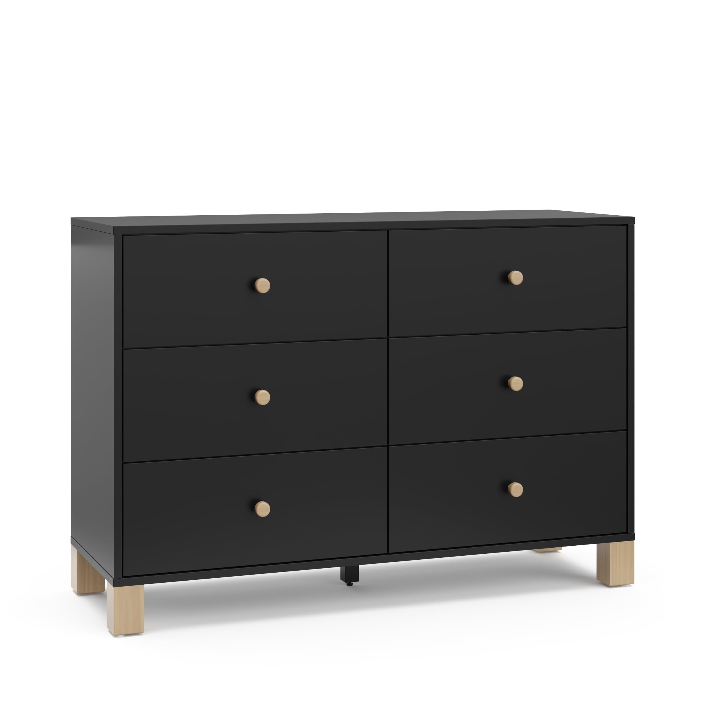 Photo 1 of Storkcraft California 6-Drawer Double Dresser (Black with Driftwood) - GREENGUARD Gold Certified, Interlocking Drawer System, Dresser Drawer Organizer for Kids Bedroom