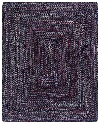 SAFAVIEH Area Rug 8x10 - Braided Collection - Large - Purple & Blue, Handmade Cotton, Reversible, Ideal for Living Room, Bedroom, Dining Space (BRD210A)
