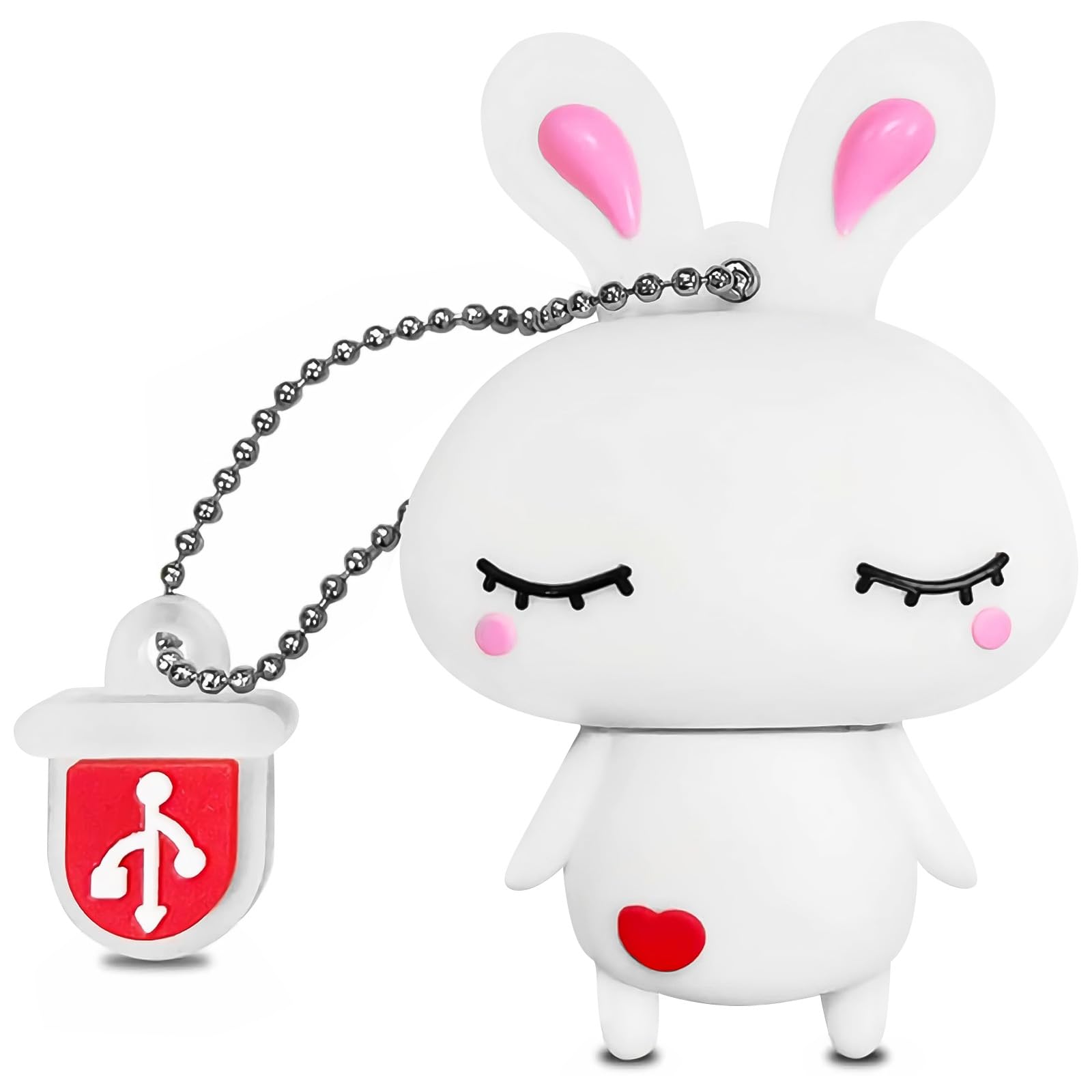 Cute USB Flash Drive Cartoon Rabbit-Shaped 64GB, BorlterClamp Novelty Memory Stick Funny USB Drive Thumb Drive for Data Storage