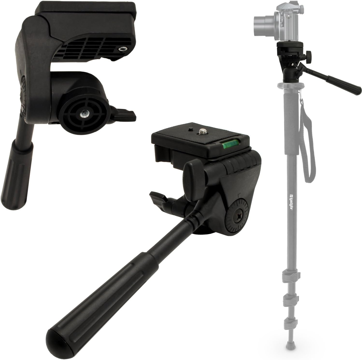 Optix Pro Flexible Camera Tilt Pan Head with 1/4" screw Thread suitable for Tripods & Monopods (Panning Head Only – Stand NOT Included)
