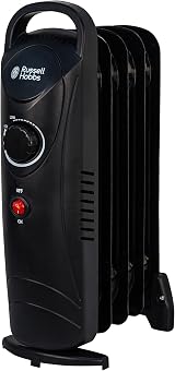Russell Hobbs 650W Oil Filled Radiator 5 Fin Portable Heater Black Thermostat view 8