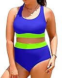 Aqua Eve Plus Size Two Piece High Waisted Bikini