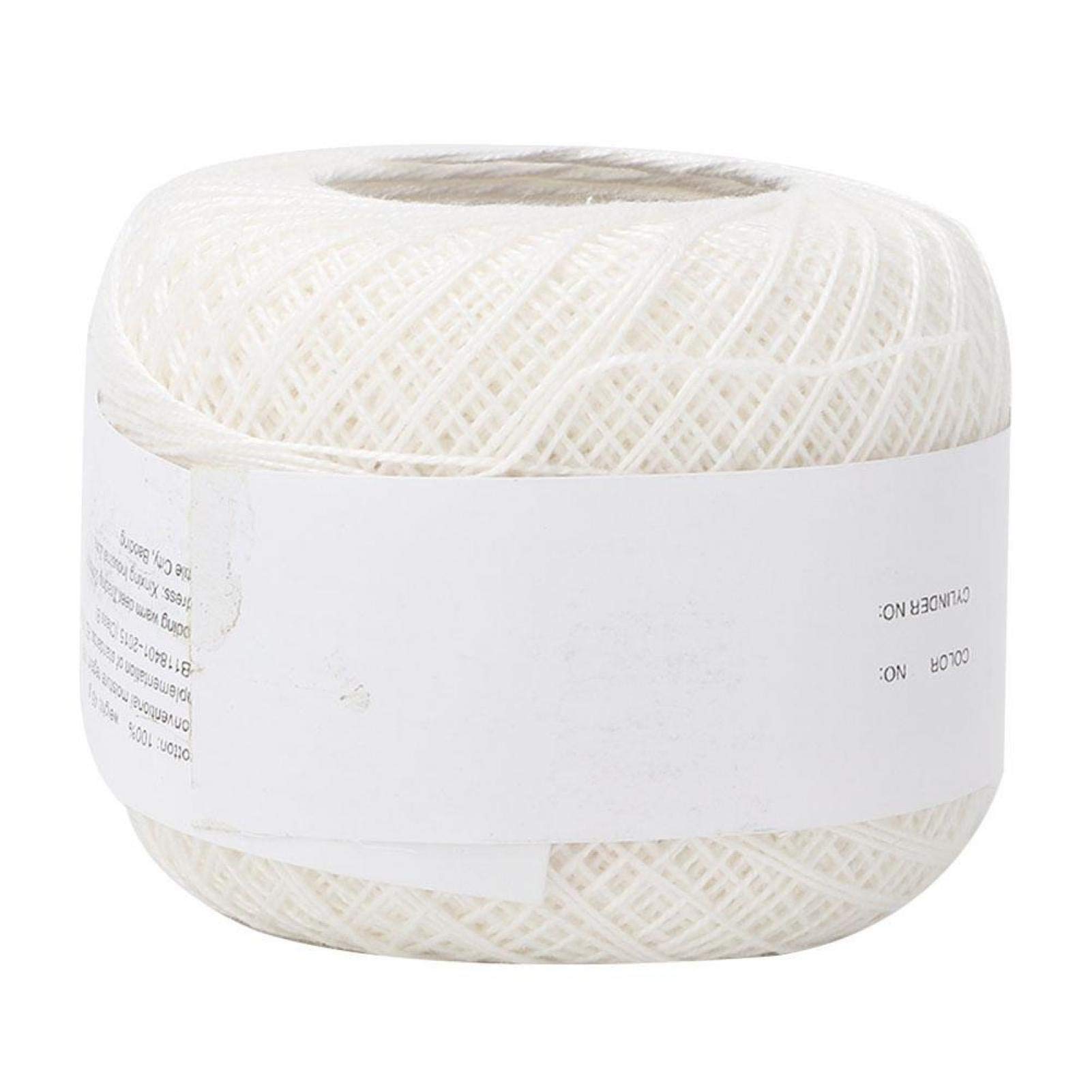 Multi-Color Yarn Lace Thin Line Crochet Cotton Thread Hand Crochet Summer Silk Light with a Crochet for Hand Embroidery(6601white)