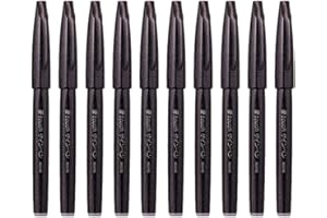 Pentel Fude Touch Brush Sign Pen (SES15C-A),Black Ink, Felt Pen Like Brush Stroke, Value Set