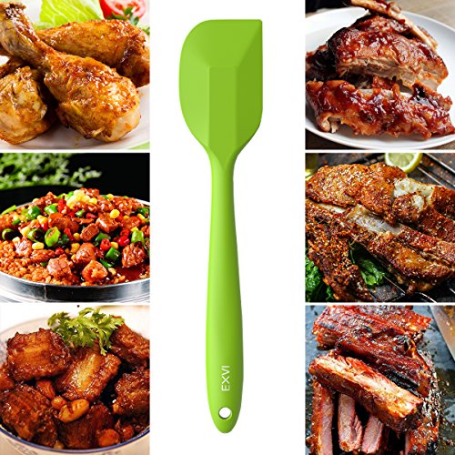 EXVI 2-Piece Flexible Bpa Silicone Spatula Rubber Spatula Set Heat Resistant Non-Stick Bowl Scraper Baking Utensils (Green) - Thumbnail 2