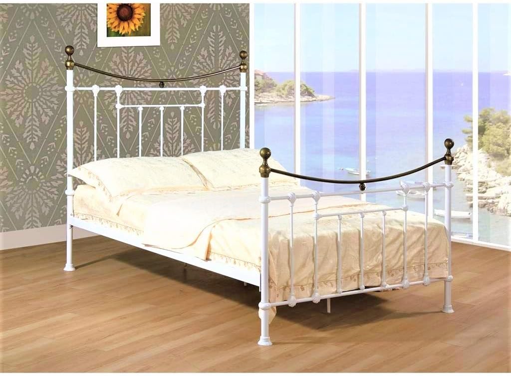 Home Furnishings UK Hf4you Elizabeth Antique Brass Metal Bed Frame - 5FT Kingsize - 1000 Pocket Memory Mattress